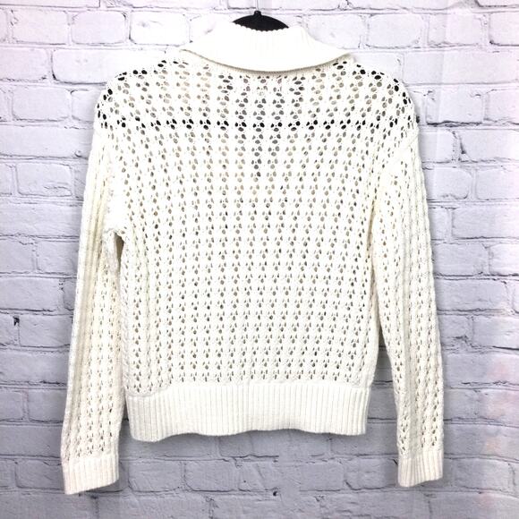 Loft Petites Cottagecore Open Knit Split Neck Cream Pullover Sweater Size XXS - Picture 7 of 13